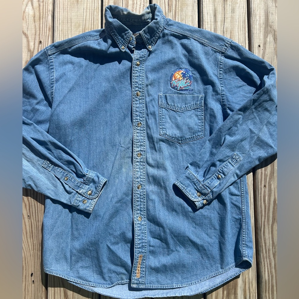 Vintage 1999 NCAA Final Four Denim Button Down Shirt Long Sleeve Mens Size L